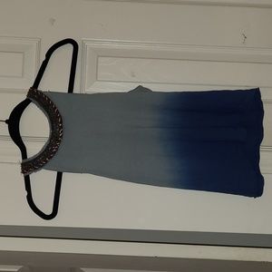 Free People blue ombre with beaded collar tank